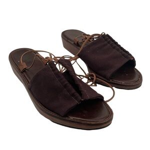 J. Jill Brown Ankle Lace Up Wedge Sandals Size 10 Women's